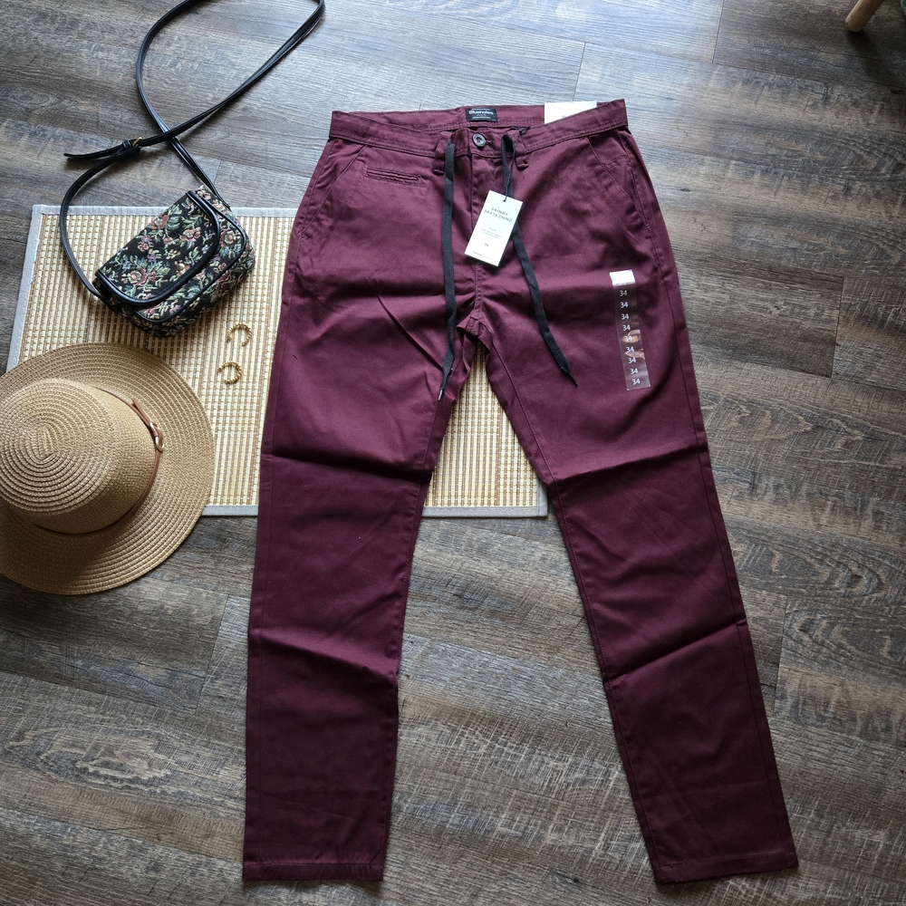 Burgundy Skate Chinos With Drawstring